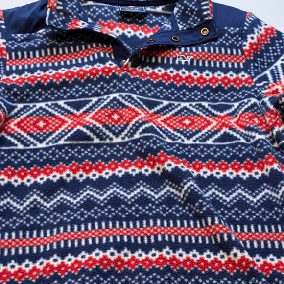 Vineyard Vines Boys Fair Isle Snap Button Fleece Pullover Sweater Whale M 12-14 - Picture 2 of 15